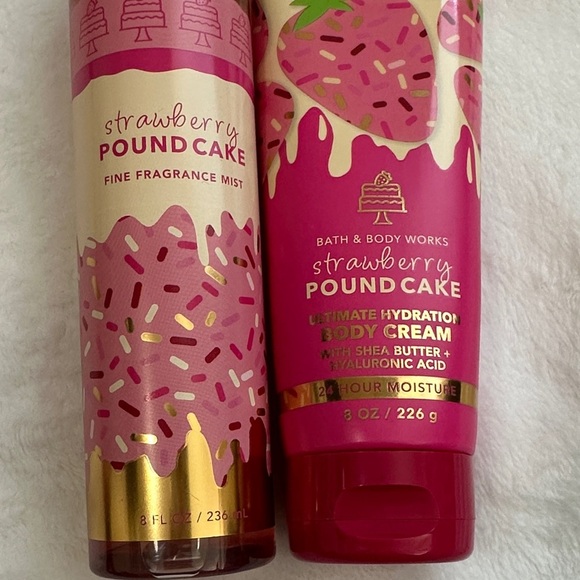 Bath & Body Works Strawberry Pound Cake Fragrance Mist and Body Cream BRAND NEW - Picture 2 of 3